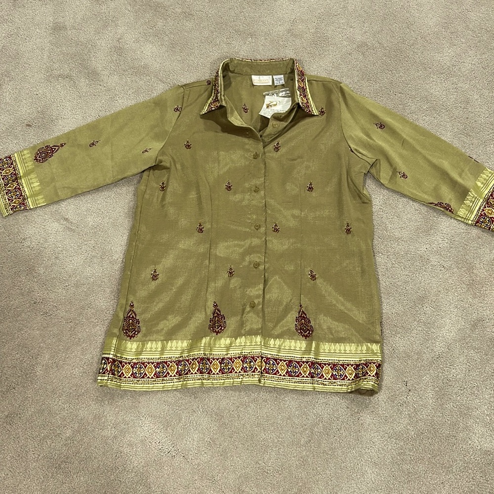 Women’s vintage Roamans hand beaded tunic top size Med